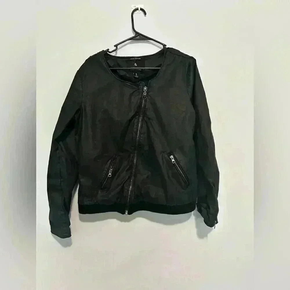Maison Scotch La Femme Selon Marie Leather Jacket Size 4 black with zipper